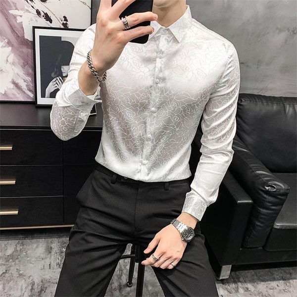men's casual shirts spring long sleeve shirt fashion personality dark flower slim men korean clothes, White;black
men's casual shirts spring long sleeve shirt fashion personality dark flower slim men korean clothes, White;black