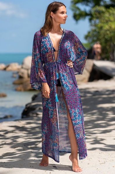 female beach dress floral print long sleeve blue/purple one-piece bikini covers cardigan coat for women soft fashionable women's swimwe, White;black
female beach dress floral print long sleeve blue/purple one-piece bikini covers cardigan coat for women soft fashionable women's swimwe, White;black