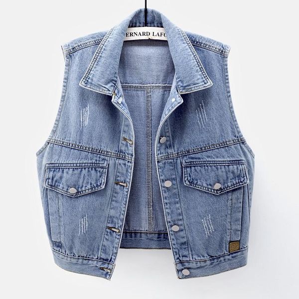women's vests summer korean frayed denim vest women pocket casual short sleeveless jacket coat loose wash blue jeans female waistcoat, Black;white
women's vests summer korean frayed denim vest women pocket casual short sleeveless jacket coat loose wash blue jeans female waistcoat, Black;white