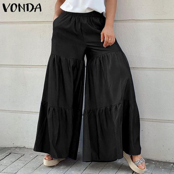 women's pants & capris vonda 2021 women wide leg long summer high elastic waist pleated with pockets femme loose elegant summer's, Black;white
women's pants & capris vonda 2021 women wide leg long summer high elastic waist pleated with pockets femme loose elegant summer's, Black;white