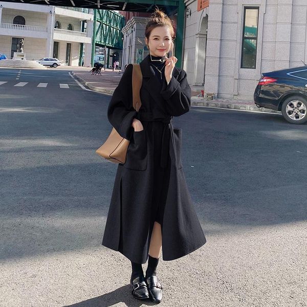 women's wool & blends autumn 2021 double-sided cashmere women trench coat long thin korean ladies coats with belt womens clothes veste, Black
women's wool & blends autumn 2021 double-sided cashmere women trench coat long thin korean ladies coats with belt womens clothes veste, Black