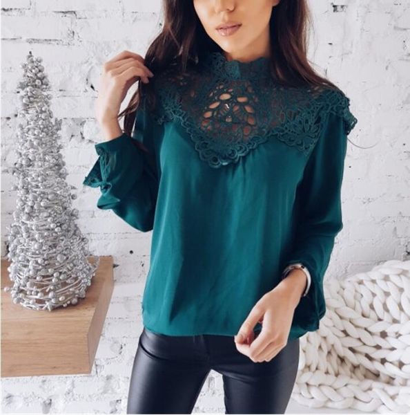 spring 2021 lady hollow out flower blouse solid lace stitching o-neck long sleeve shirts elegant women blouses blusas women's, White
spring 2021 lady hollow out flower blouse solid lace stitching o-neck long sleeve shirts elegant women blouses blusas women's, White