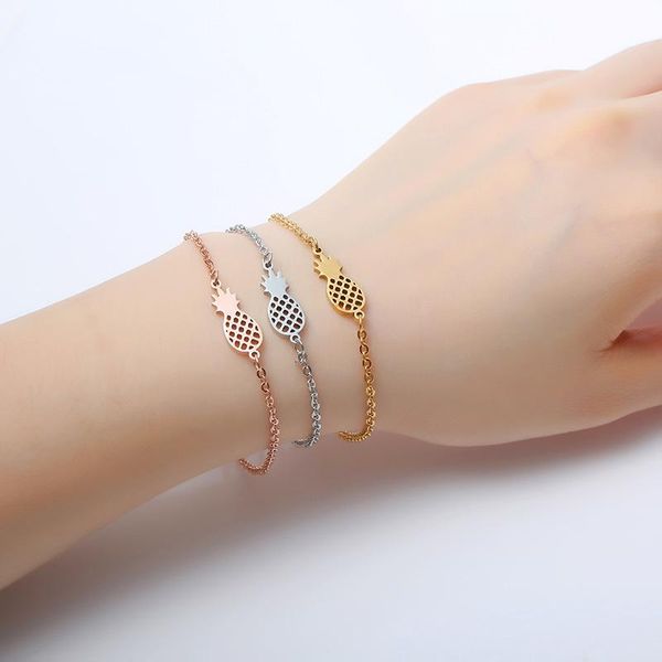 charm bracelets stainless steel pineapple with extension female fashion jewelry silver color gold rose bracelet for women, Golden;silver
charm bracelets stainless steel pineapple with extension female fashion jewelry silver color gold rose bracelet for women, Golden;silver