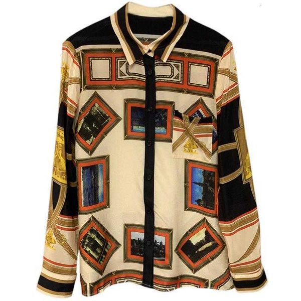 women's blouses & shirts autumn and winter printed mature long-sleeved temperament chic single-breasted brand p5ts, White
women's blouses & shirts autumn and winter printed mature long-sleeved temperament chic single-breasted brand p5ts, White
