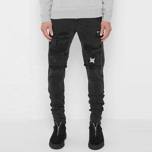 men's jeans jean factory style for men skinny stacked stretch washed black cargo multi-pocket denim pants, Blue
men's jeans jean factory style for men skinny stacked stretch washed black cargo multi-pocket denim pants, Blue