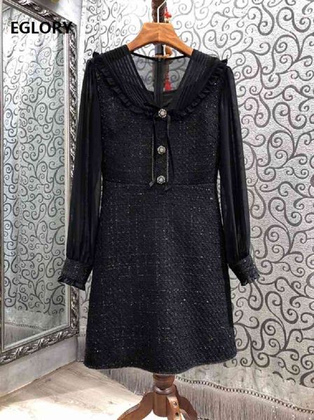 dresses wool autumn winter fashion style women v-neck tulle mesh patchwork beading button long sleeve, Black;gray
dresses wool autumn winter fashion style women v-neck tulle mesh patchwork beading button long sleeve, Black;gray