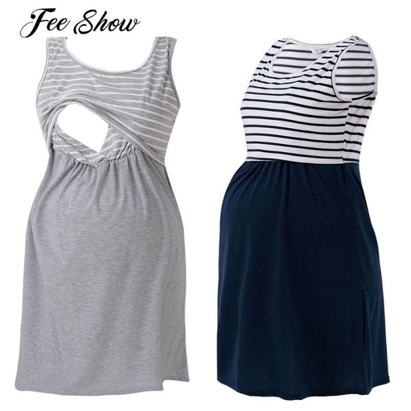 maternity dresses nursing pajamas sleepwear sleeveless striped cotoon pregnancy breastfeeding dress for pregnant women nightdress, White
maternity dresses nursing pajamas sleepwear sleeveless striped cotoon pregnancy breastfeeding dress for pregnant women nightdress, White