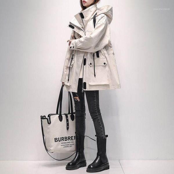 women's trench coats tooling windbreaker mid-length spring and autumn style korean loose waist casual hooded jacket winter clothes wome, Tan;black
women's trench coats tooling windbreaker mid-length spring and autumn style korean loose waist casual hooded jacket winter clothes wome, Tan;black