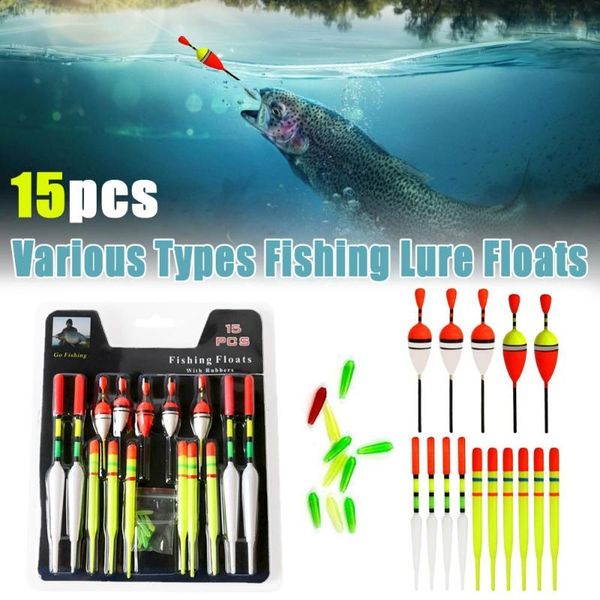 15pcs/lot fishing floats set buoy bobber light stick fluctuate mix size color float for accessories
15pcs/lot fishing floats set buoy bobber light stick fluctuate mix size color float for accessories