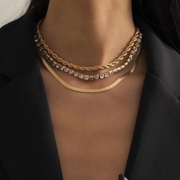 chains gothic twisted flat blade snake chain choker necklace for women fashion gold color layered crystal shiny collier charm jewelry, Silver
chains gothic twisted flat blade snake chain choker necklace for women fashion gold color layered crystal shiny collier charm jewelry, Silver