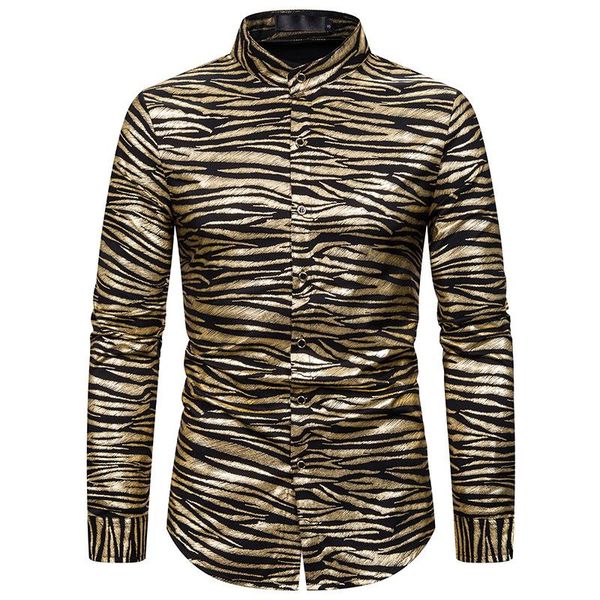 men's casual shirts luclesam men tiger skin print bronzing shirt mens long sleeve button up dress stage costumes disco, White;black
men's casual shirts luclesam men tiger skin print bronzing shirt mens long sleeve button up dress stage costumes disco, White;black