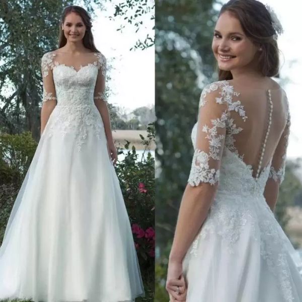 2022 gorgeous wedding dresses bridal gown a line scoop neck lace applique beaded tulle half sleeves sweep train custom made plus size vestid, White
2022 gorgeous wedding dresses bridal gown a line scoop neck lace applique beaded tulle half sleeves sweep train custom made plus size vestid, White