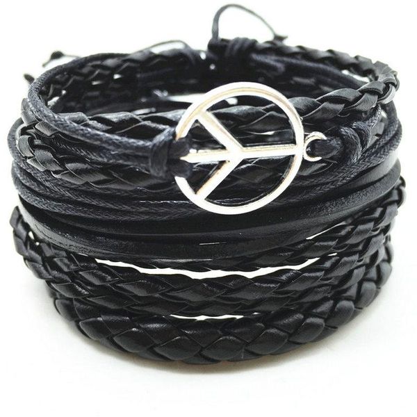 tennis 5pcs/set fashion vintage punk black weave wrap tree anchor music peace charm leather bracelet for women female male men jewelry, Golden;silver
tennis 5pcs/set fashion vintage punk black weave wrap tree anchor music peace charm leather bracelet for women female male men jewelry, Golden;silver