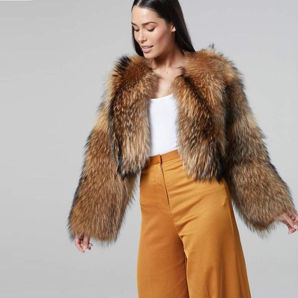 women's fur & faux genuine raccoon coat women winter jacket fashion cropped furry overcoat 2021 arrival, Black
women's fur & faux genuine raccoon coat women winter jacket fashion cropped furry overcoat 2021 arrival, Black