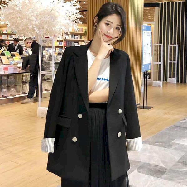 women's suits & blazers women 2021 fashion double-breasted white blazer coat vintage long sleeve pockets female outerwear chic veste fe, White;black
women's suits & blazers women 2021 fashion double-breasted white blazer coat vintage long sleeve pockets female outerwear chic veste fe, White;black