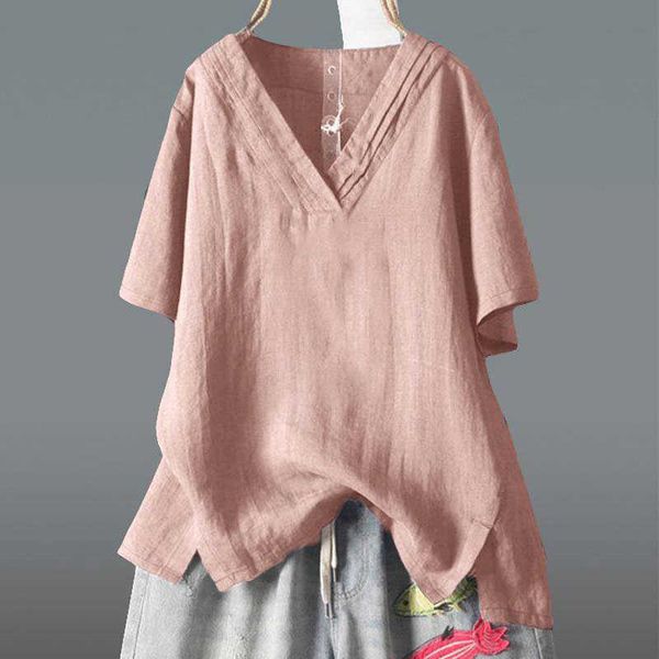 f&je summer women tshirt plus size short sleeve casual loose v-neck tee shirt femme irregularity vintage cotton linen d9 210608, White
f&je summer women tshirt plus size short sleeve casual loose v-neck tee shirt femme irregularity vintage cotton linen d9 210608, White