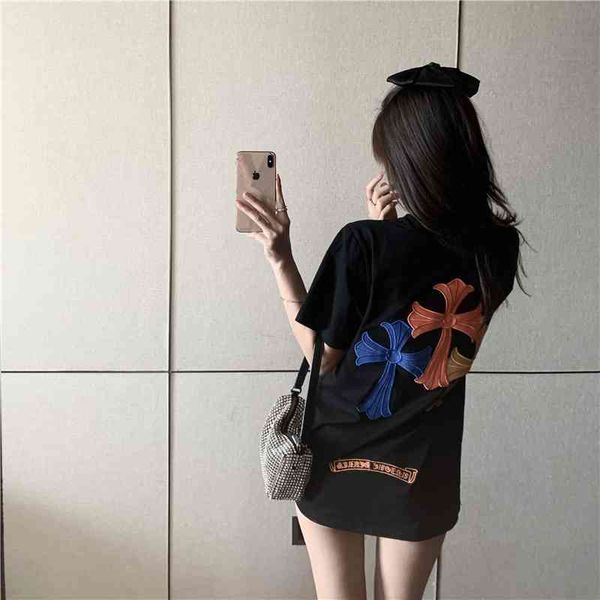 summer fashion brand cross black modal t-shirt women's loose large lower garment disappear medium long short s
summer fashion brand cross black modal t-shirt women's loose large lower garment disappear medium long short s