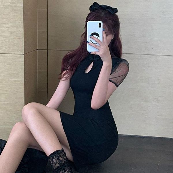casual dresses women cute south korean half collar fashion hollow french retro puff sleeve short slim dress summer, Black;gray
casual dresses women cute south korean half collar fashion hollow french retro puff sleeve short slim dress summer, Black;gray