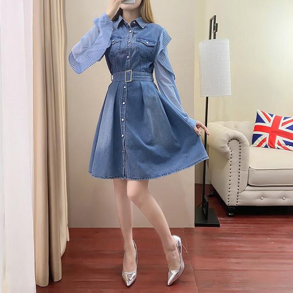 casual dresses elegant 4xl plus size women's clothing fashion veatidos de festa patchwork dress female office lady denim, Black;gray
casual dresses elegant 4xl plus size women's clothing fashion veatidos de festa patchwork dress female office lady denim, Black;gray