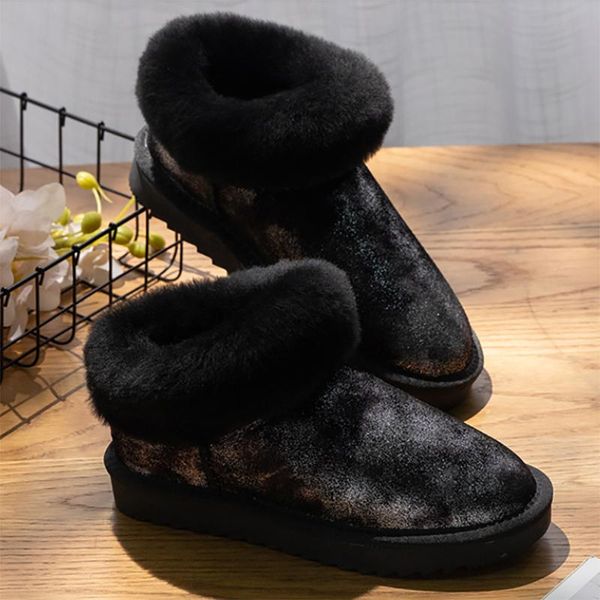boots jayx 100% genuine sheepskin snow women real wool australia flat winter short for warm shoes, Black