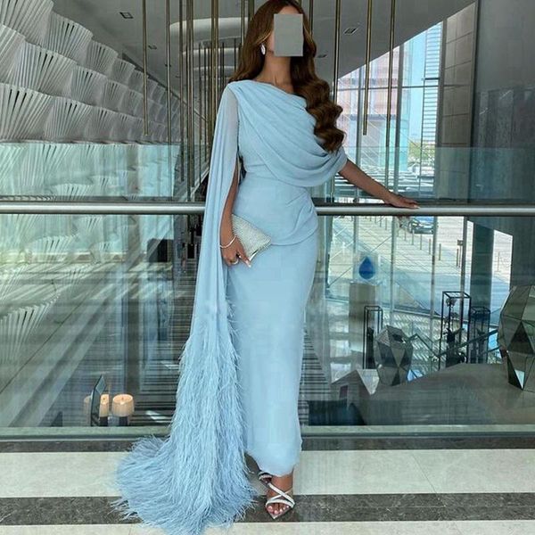 party dresses sky blue feather cap sleeves evening chiffon ankle length arabic dubai formal gown custom made elegant prom wear, White;black
party dresses sky blue feather cap sleeves evening chiffon ankle length arabic dubai formal gown custom made elegant prom wear, White;black