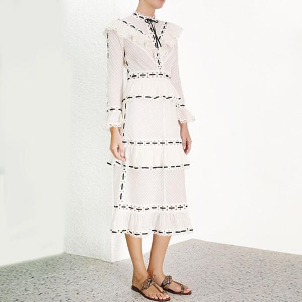 casual dresses 2021 fashion stand collar stripe women ruffle patch runway lady dress, Black;gray
casual dresses 2021 fashion stand collar stripe women ruffle patch runway lady dress, Black;gray