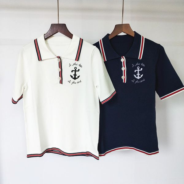 59% off factory outlet store summer polo collar embroidered boat anchor short sleeve knitted women's good quality, White;black
59% off factory outlet store summer polo collar embroidered boat anchor short sleeve knitted women's good quality, White;black