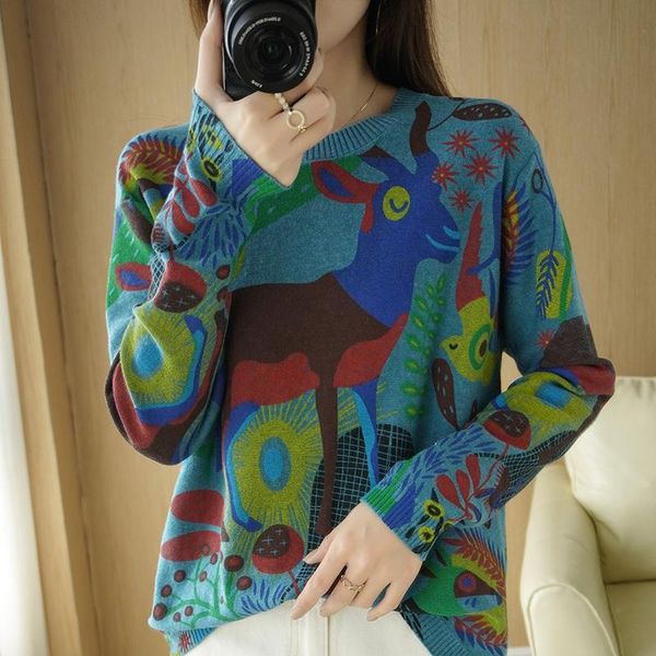 women's sweaters round neck literary print pullover sweater women spring autumn all-match cotton knit lazy style loose bottoming top, White;black
women's sweaters round neck literary print pullover sweater women spring autumn all-match cotton knit lazy style loose bottoming top, White;black