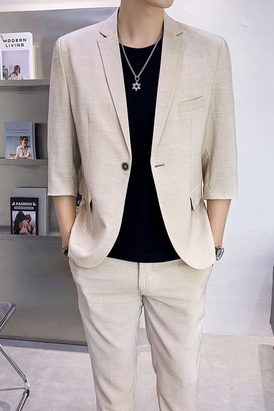 men's suits & blazers 2021 summer thin dressed elegant mens clothing black classic 2 pcs with pants slim fit social club costumes for m, White;black
men's suits & blazers 2021 summer thin dressed elegant mens clothing black classic 2 pcs with pants slim fit social club costumes for m, White;black