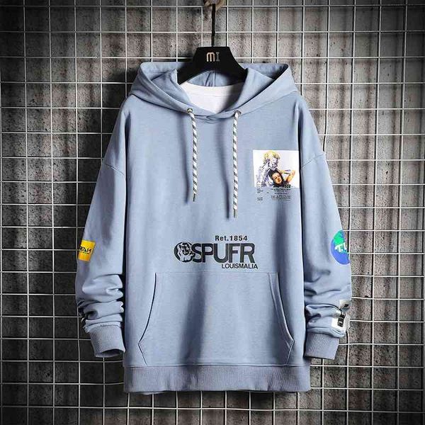 sweater hooded spring long sleeve men's clothes 2020 trend new korean fashion casual top, Black