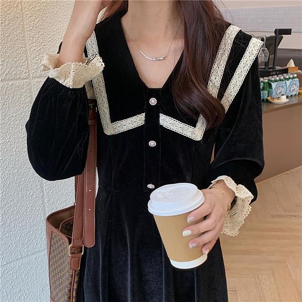 casual dresses velvet long sleeved midi plus large size oversize korean fashion kawaii women's elegant autumn for women 2021, Black;gray
casual dresses velvet long sleeved midi plus large size oversize korean fashion kawaii women's elegant autumn for women 2021, Black;gray