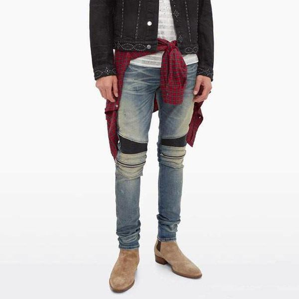 men's jeans american street fashion men retro blue elastic slim fit ripped spliced designer hip hop denim punk biker pants
men's jeans american street fashion men retro blue elastic slim fit ripped spliced designer hip hop denim punk biker pants