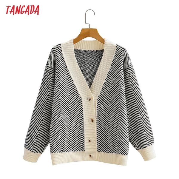 women's knits & tees tangada women elegant striped cardigan vintage jumper lady fashion oversized knitted coat 1f263, White
women's knits & tees tangada women elegant striped cardigan vintage jumper lady fashion oversized knitted coat 1f263, White