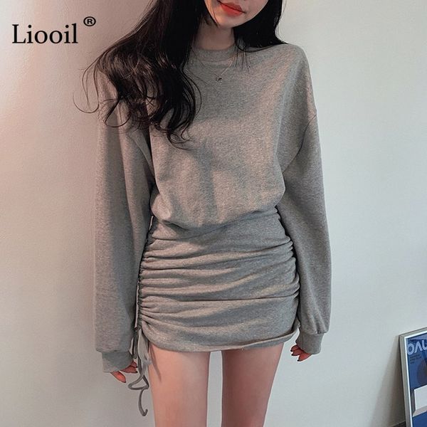 dress ruched mini dress women drawstring long sleeve o neck women's autumn winter casual gray sweatshirts dresses rv91, Black;gray
dress ruched mini dress women drawstring long sleeve o neck women's autumn winter casual gray sweatshirts dresses rv91, Black;gray