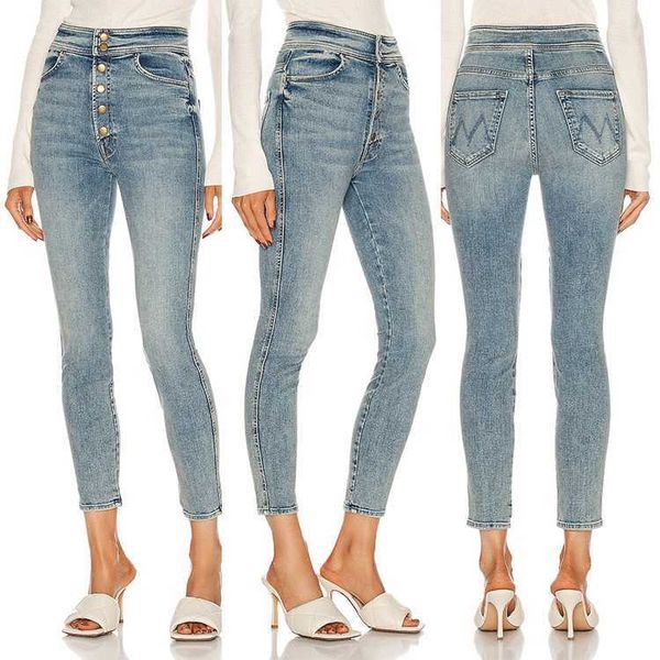 women's jeans 20 new mo matte gold high elastic tight waist button small leg jeans women's capris, Blue
women's jeans 20 new mo matte gold high elastic tight waist button small leg jeans women's capris, Blue