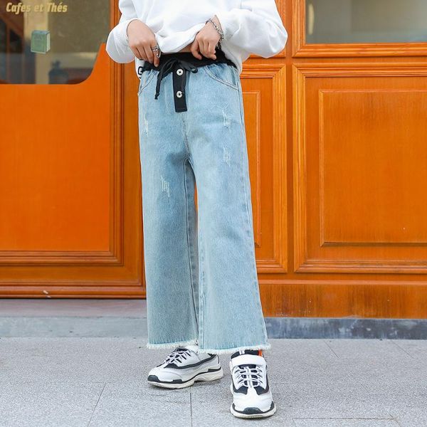 girls jeans autumn winter big children 's 2021 elastic straight stitching casual koreans cropped pants, Blue
girls jeans autumn winter big children 's 2021 elastic straight stitching casual koreans cropped pants, Blue