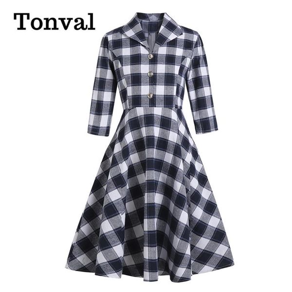 tonval women 50s plaid vintage swing dress turn down collar button front ladies elegant a line autumn winter clothes robe casual dresses, Black;gray
tonval women 50s plaid vintage swing dress turn down collar button front ladies elegant a line autumn winter clothes robe casual dresses, Black;gray