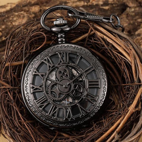 pocket watches retro black steampunk gear hand wind mechanical watch skeleton hollow fob chain men roman numberals clock relogio, Slivery;golden
pocket watches retro black steampunk gear hand wind mechanical watch skeleton hollow fob chain men roman numberals clock relogio, Slivery;golden