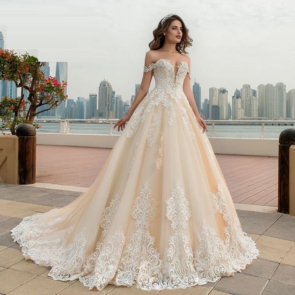 new style traugel off the shoulder a line lace wedding dresses applique beading lace up bride dress chapel train bridal gown plus size, White
new style traugel off the shoulder a line lace wedding dresses applique beading lace up bride dress chapel train bridal gown plus size, White