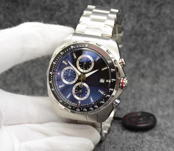 watch high grade 47mm quartz chronograph mens watches red hands stainless steel bracelet fixed bezel with a ring showing tachymeter markings, Slivery;brown
watch high grade 47mm quartz chronograph mens watches red hands stainless steel bracelet fixed bezel with a ring showing tachymeter markings, Slivery;brown