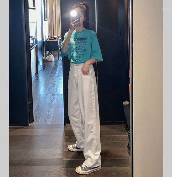 women's jeans 2021 fashion vintage white trousers washed retro high waist straight overalls cotton casual loose long wide leg women, Blue
women's jeans 2021 fashion vintage white trousers washed retro high waist straight overalls cotton casual loose long wide leg women, Blue