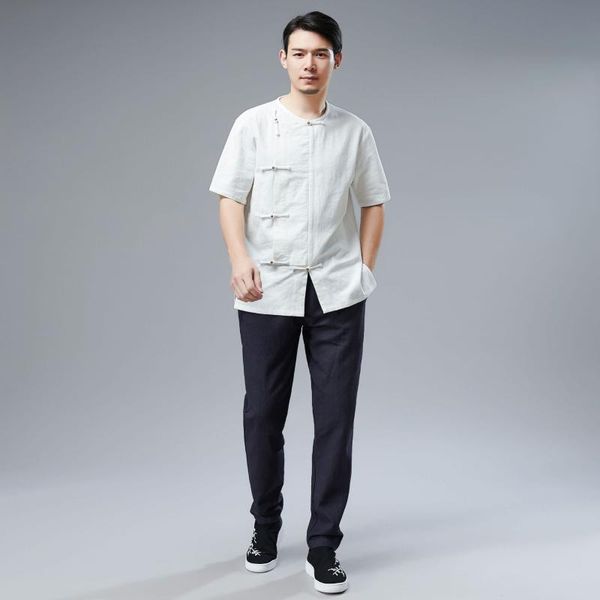 original 2021 summer short sleeve brass buttons chinese style cotton and linen t-shirt retro youth solid cardigan shirt d882 men's t-sh, White;black
original 2021 summer short sleeve brass buttons chinese style cotton and linen t-shirt retro youth solid cardigan shirt d882 men's t-sh, White;black