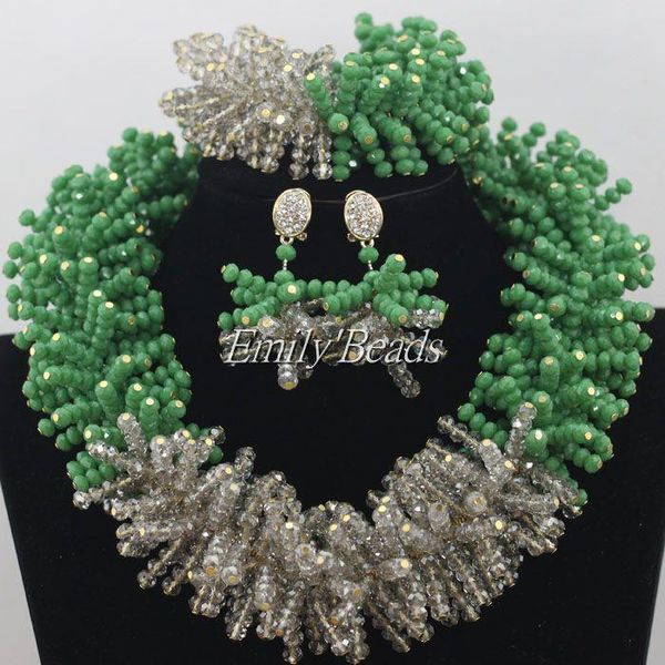 earrings & necklace gorgeous green african beads jewelry set nigerian wedding crystal bridal 2021 aij237, Silver
earrings & necklace gorgeous green african beads jewelry set nigerian wedding crystal bridal 2021 aij237, Silver
