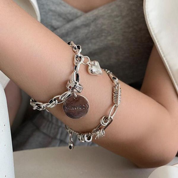 bangle yaologe 925 sterling silver bracelet retro love smile round pendant ladies fashion jewelry gift product wholesale, Black
bangle yaologe 925 sterling silver bracelet retro love smile round pendant ladies fashion jewelry gift product wholesale, Black