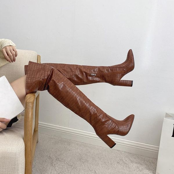 dress shoes show the same pointed thick heel knee high boots 2021 side zipper long for women, Black
dress shoes show the same pointed thick heel knee high boots 2021 side zipper long for women, Black