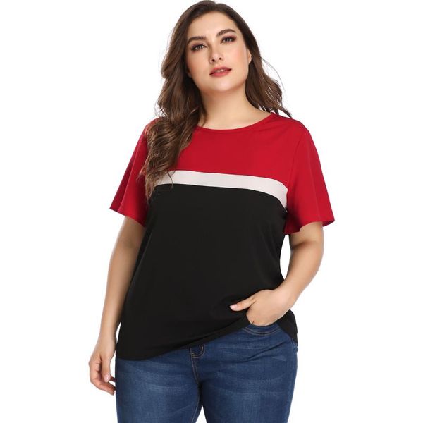 plus size t-shirt women's contrast stitching o-neck short sleeves womens tshirts casual large loose comfortable summer top, Black
plus size t-shirt women's contrast stitching o-neck short sleeves womens tshirts casual large loose comfortable summer top, Black