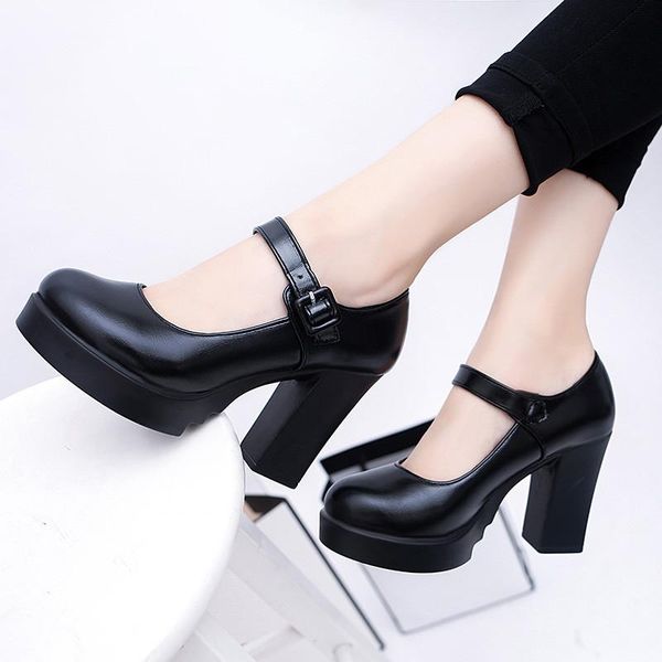 dress shoes square high heels women platform pumps spring summer shallow mouth buckle strap round toe for 2021, Black
dress shoes square high heels women platform pumps spring summer shallow mouth buckle strap round toe for 2021, Black