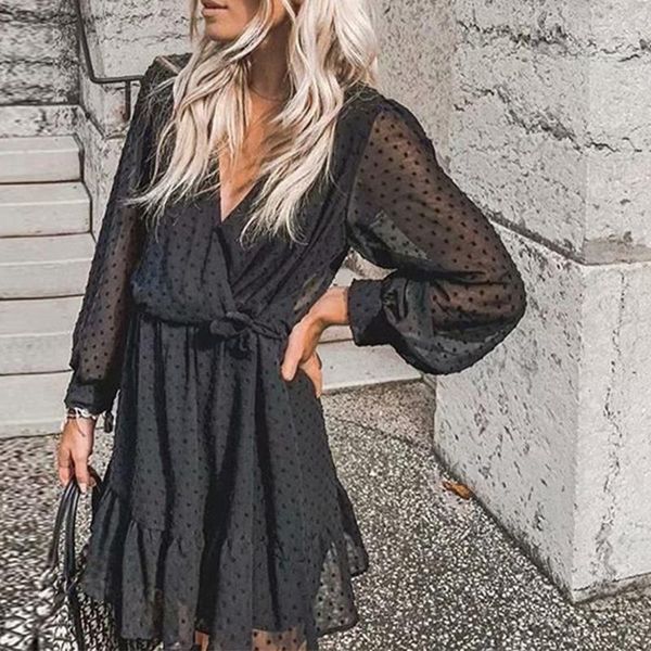 casual dresses summer 2021 lace chiffon woemn's dress fashion long sleeve ruffle see through female buttoned wasit light clothing, Black;gray
casual dresses summer 2021 lace chiffon woemn's dress fashion long sleeve ruffle see through female buttoned wasit light clothing, Black;gray