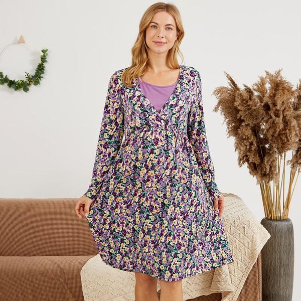 patpat 2021 arrivalmaternity round collar floral full print light purple knee length a long-sleeve nursing dress maternity dresses, White
patpat 2021 arrivalmaternity round collar floral full print light purple knee length a long-sleeve nursing dress maternity dresses, White