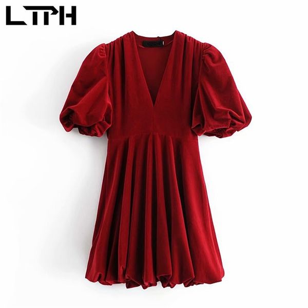 ltph french vintage puff sleeve women dress v-neck velvet solid high waist elegant a-line short dresses spring 210423, Black;gray
ltph french vintage puff sleeve women dress v-neck velvet solid high waist elegant a-line short dresses spring 210423, Black;gray